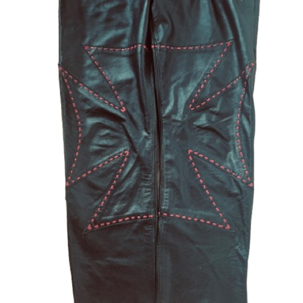 Third Rail Iron Cross Vintage Blow Me Blk Red Leather Pants Extremely Rare! 36